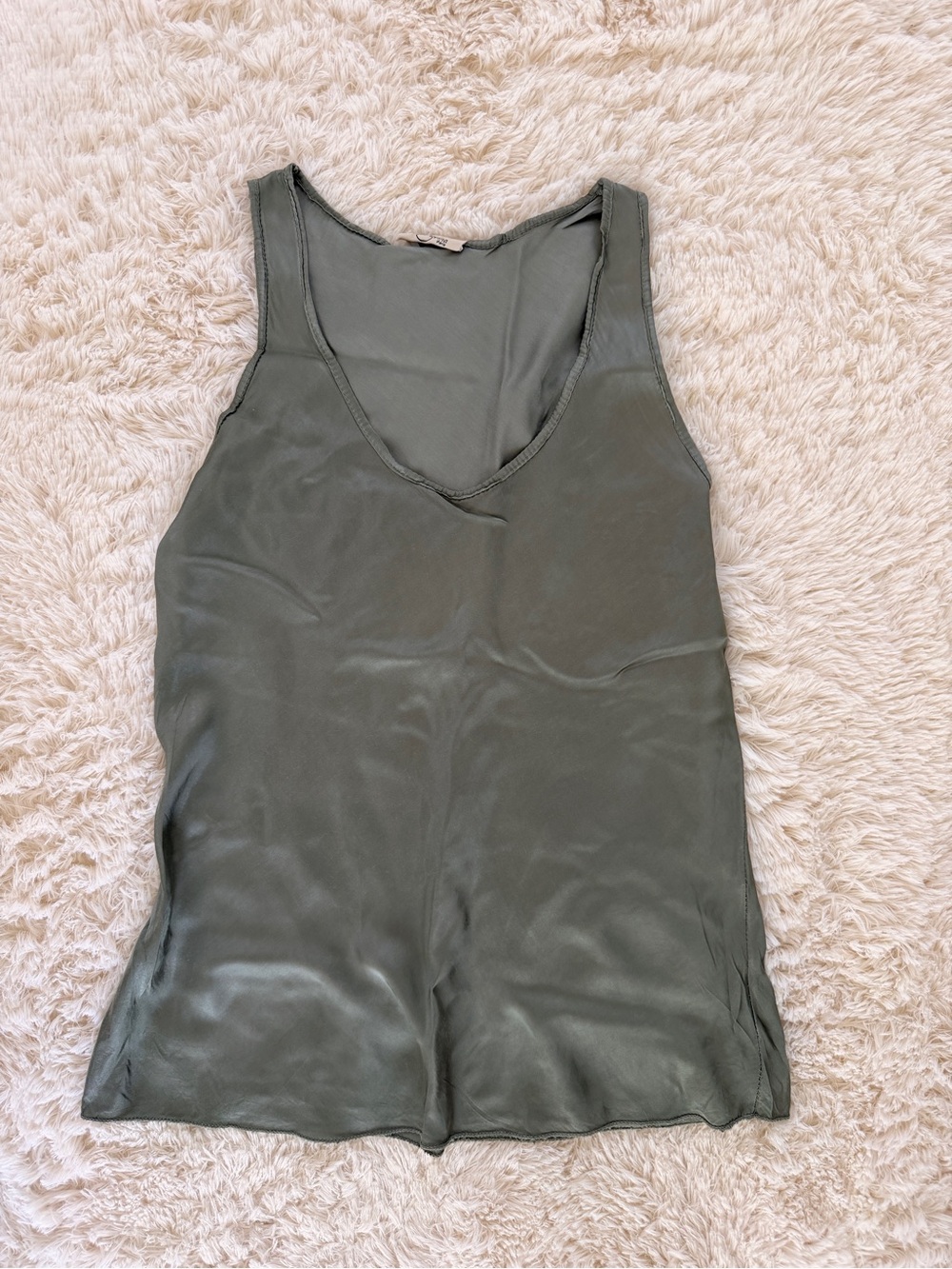 Johanna Paris Olive Green Silk-Like Viscose Top S/M